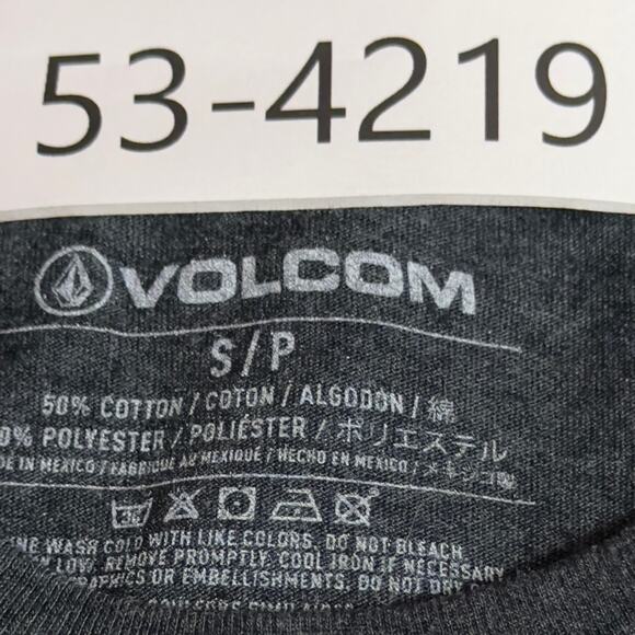 Volcom Graphic T-Shirt Mens Small Black Yellow Modern Fit Logo Tee 50/50 Soft - Picture 8 of 8